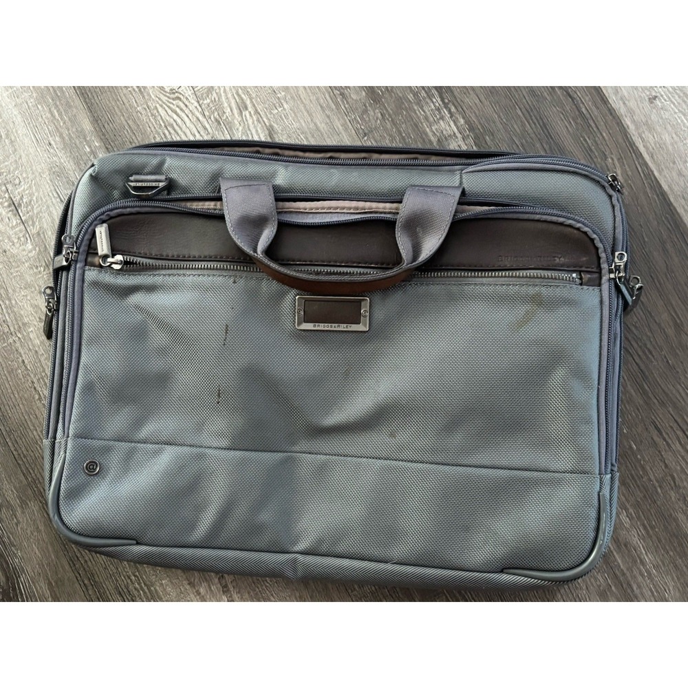 briggs and riley Travelwear Business Case Gray STAINED NO SHOULDER STRAP